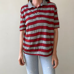1980s Striped Polo Style T-Shirt