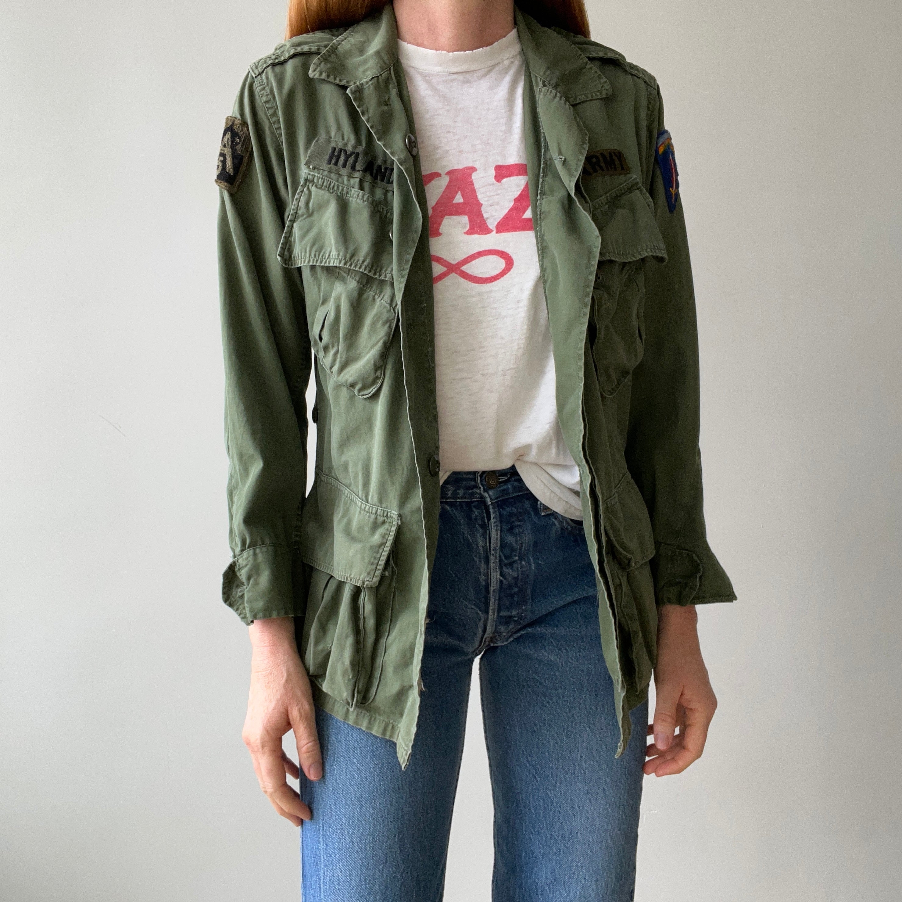 1960s OG-107 Cotton Military Coat with Tapering Buttons on the Backside - Smaller