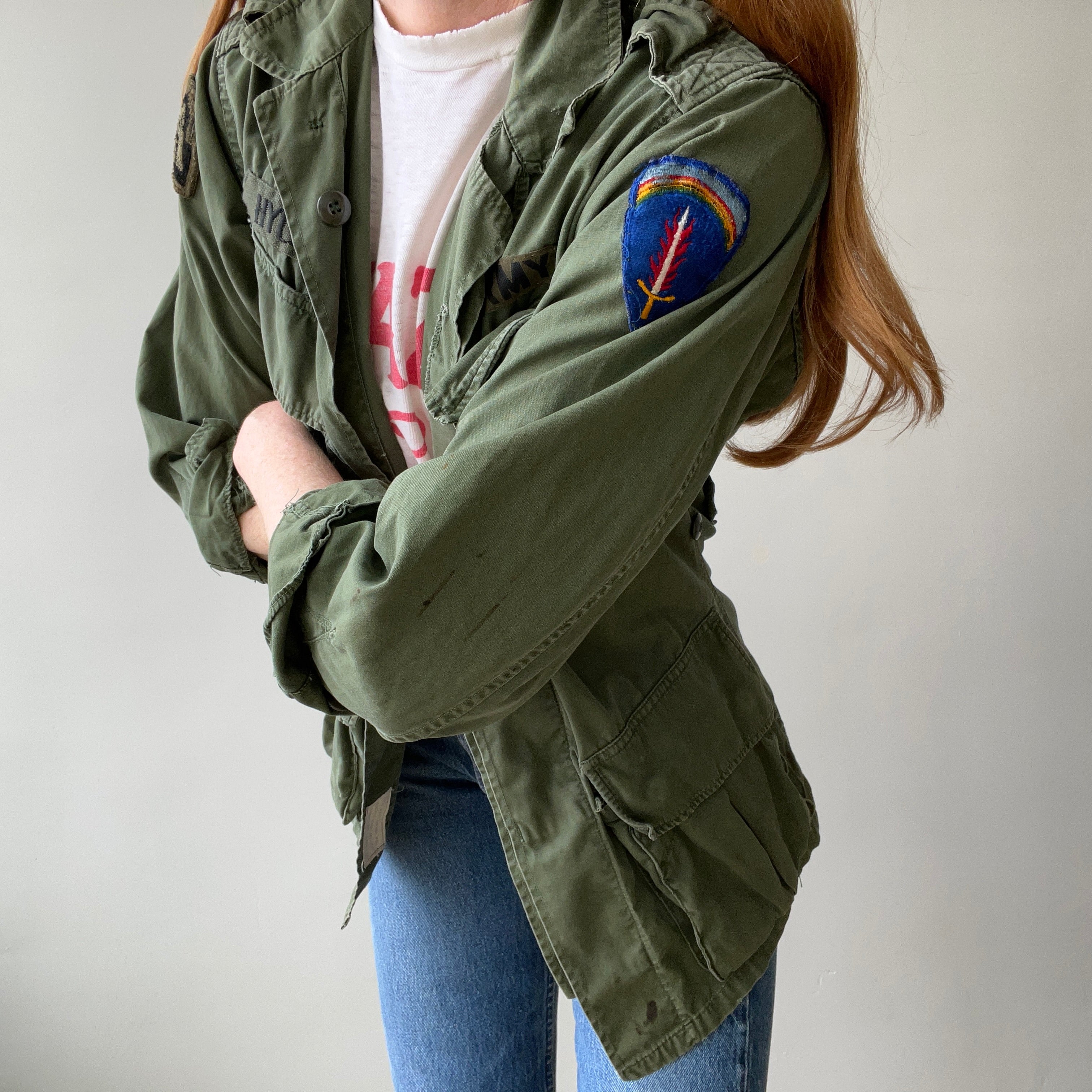 1960s OG-107 Cotton Military Coat with Tapering Buttons on the Backside - Smaller