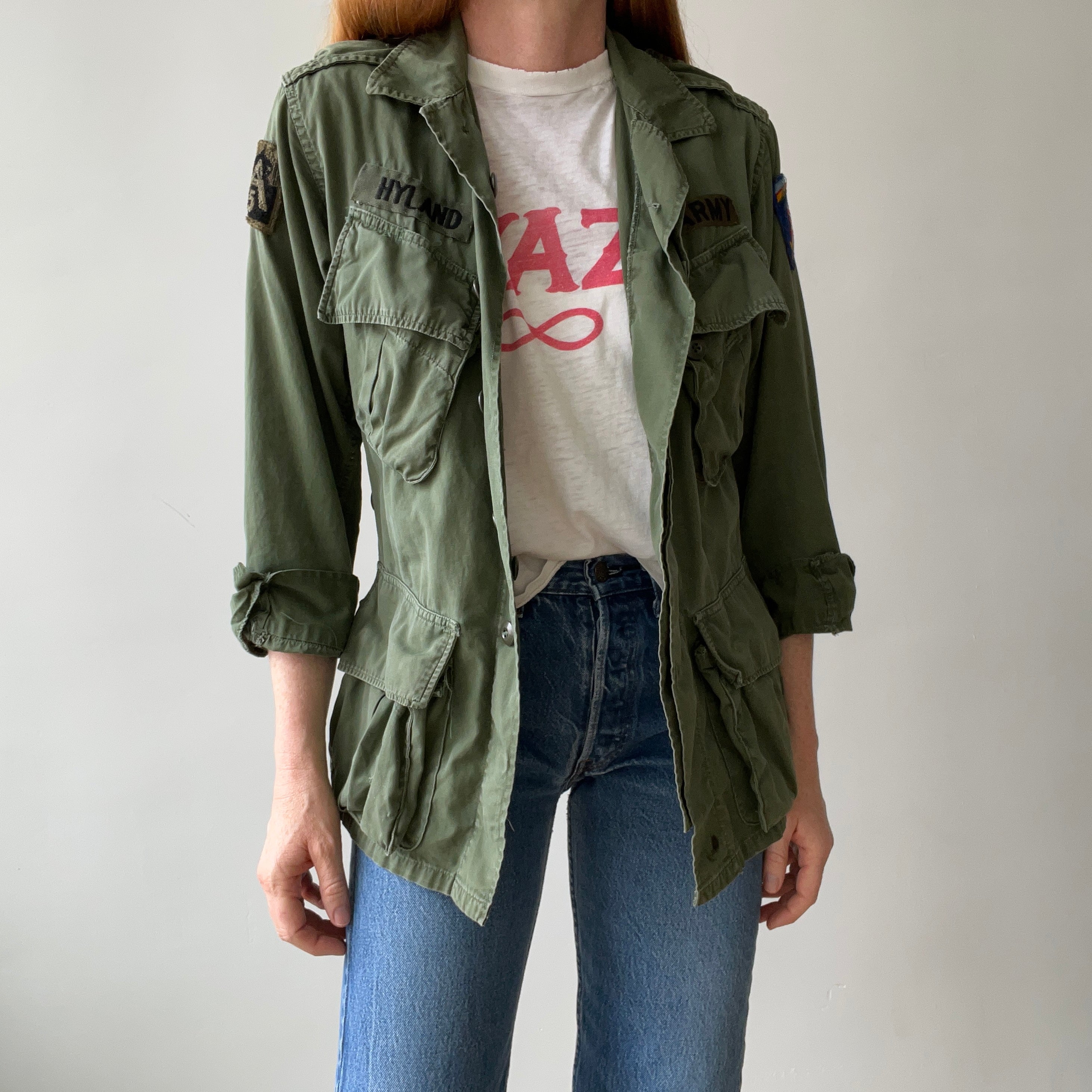1960s OG-107 Cotton Military Coat with Tapering Buttons on the Backside - Smaller