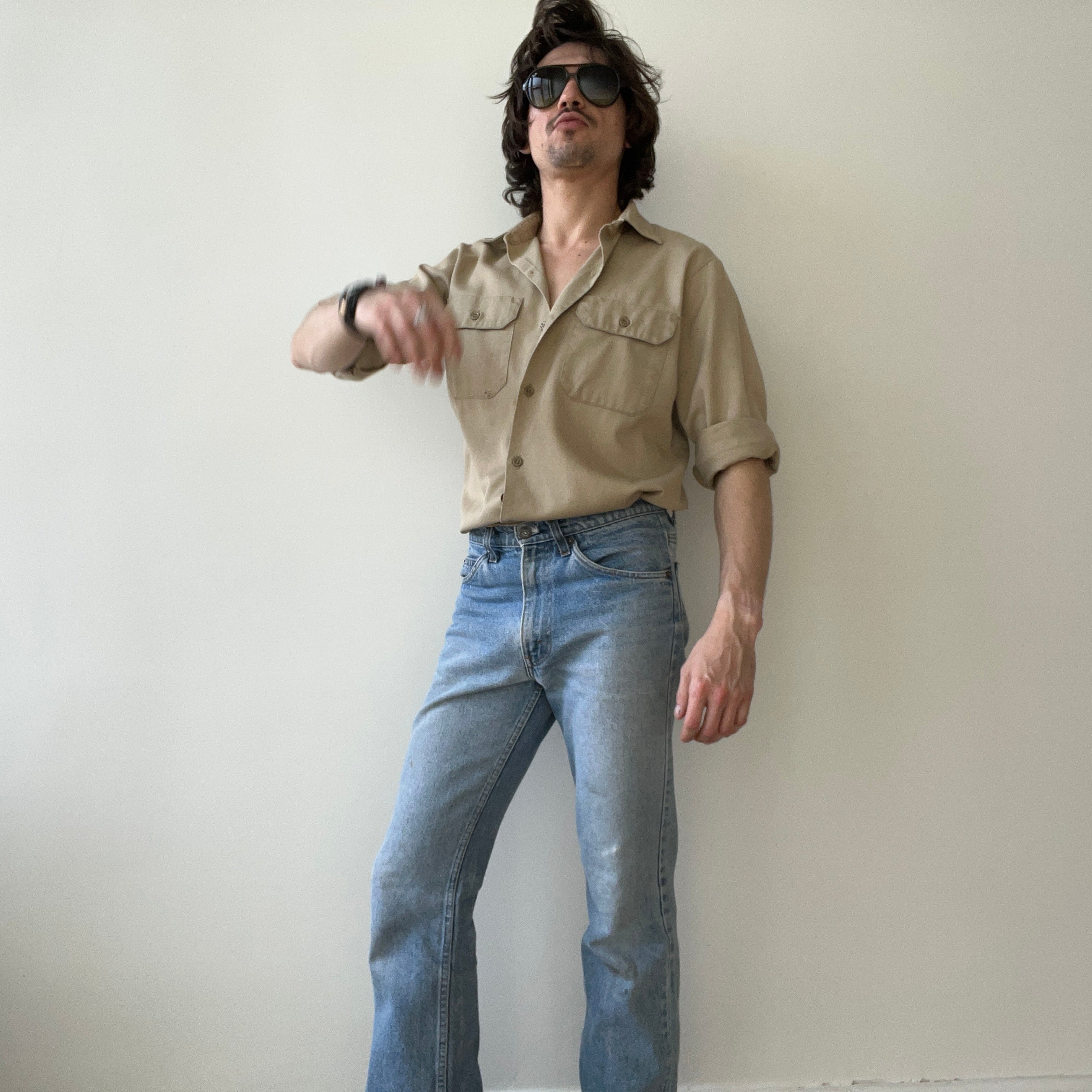 1970s Big Mac by Sears Khaki Work Shirt - Heavily Stained and Worn