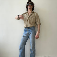 1970s Big Mac by Sears Khaki Work Shirt - Heavily Stained and Worn