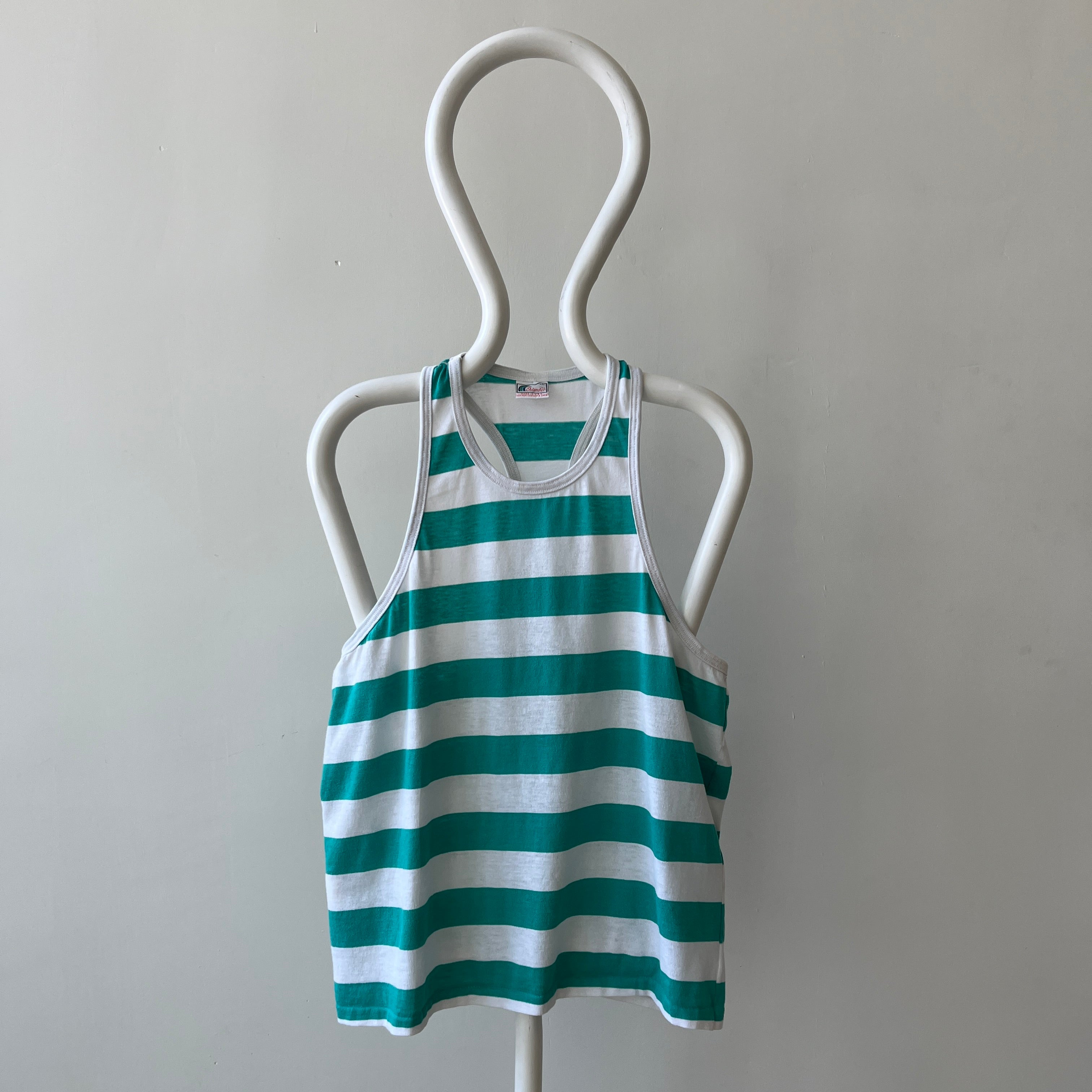1970s Striped Racer Back Tank Top