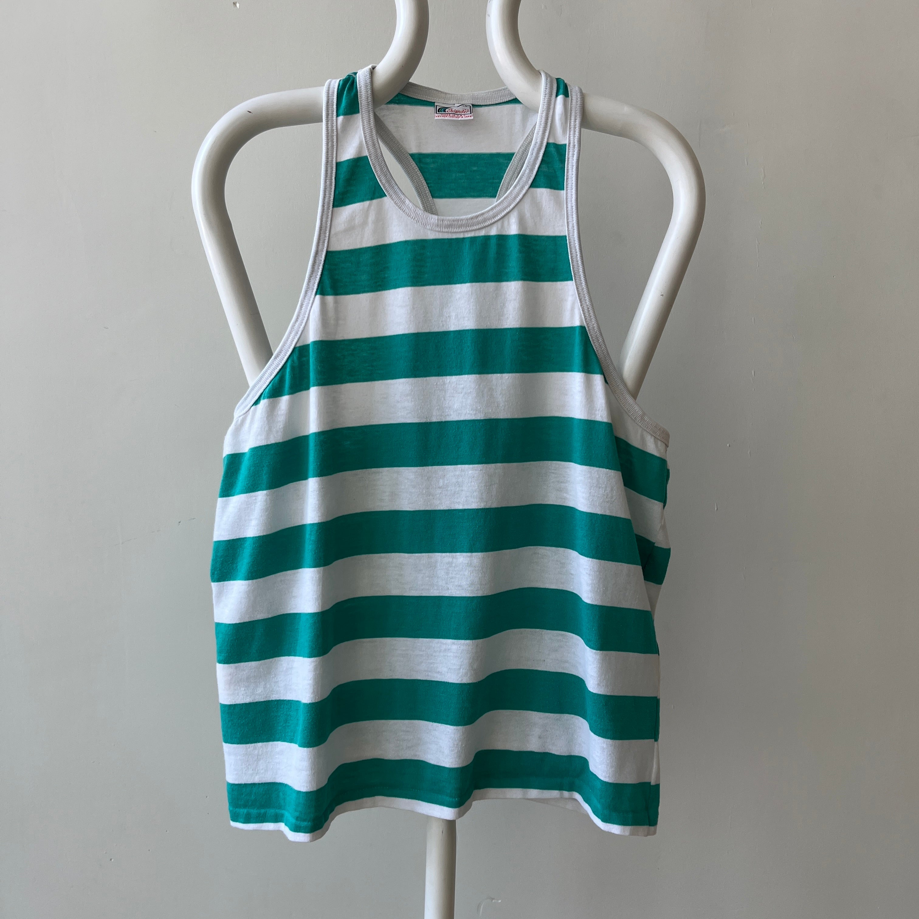 1970s Striped Racer Back Tank Top