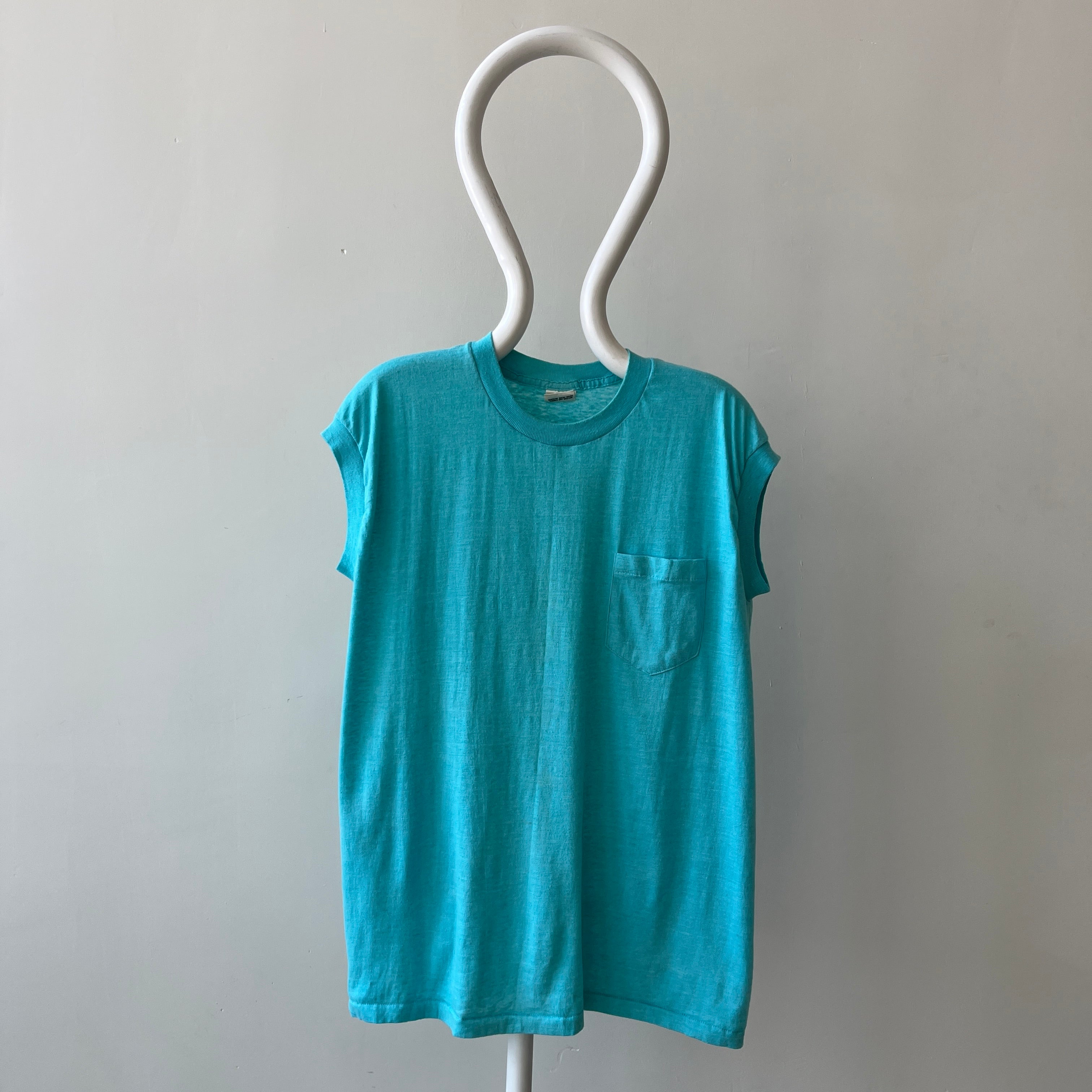1970s Teal/Sea Foam Blue Muscle T-Shirt