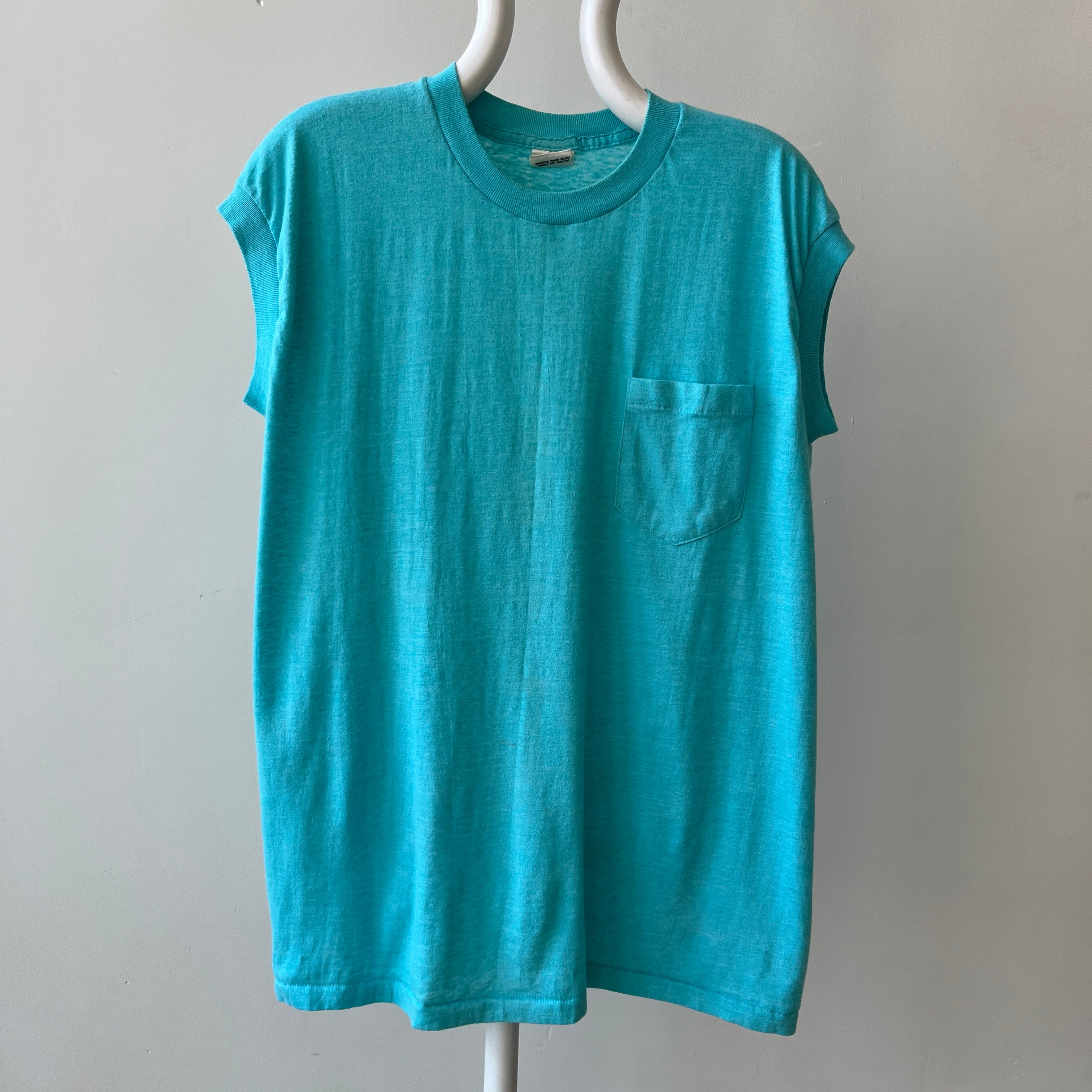 1970s Teal/Sea Foam Blue Muscle T-Shirt