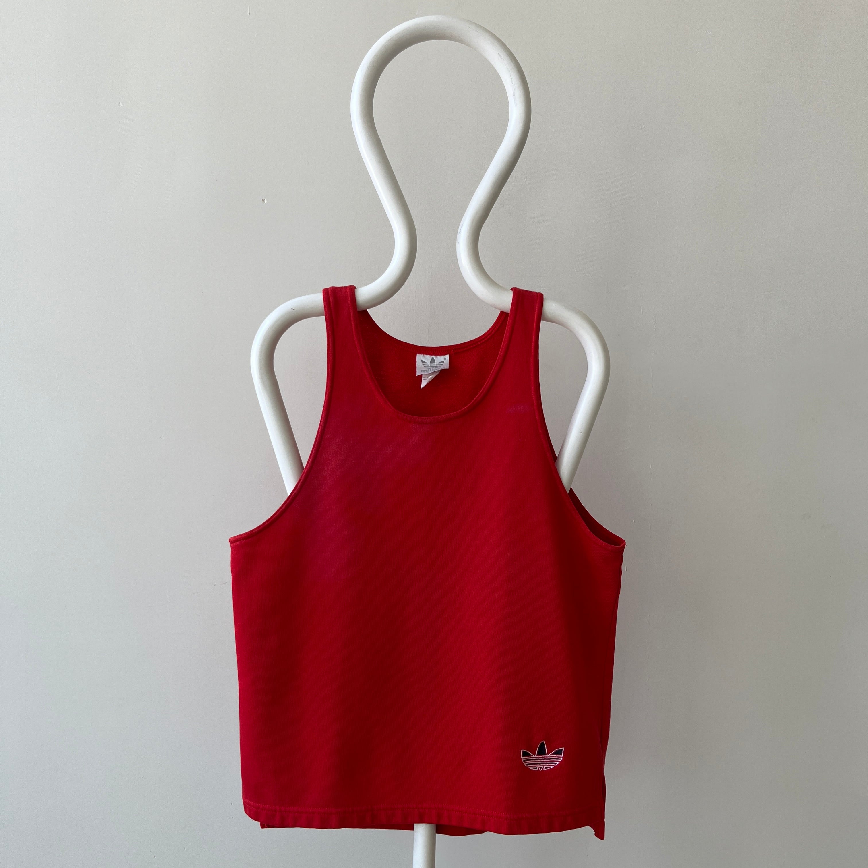 1980s/90s Red Adidas Sweatshirt Tank Top