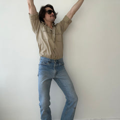 1970s Big Mac by Sears Khaki Work Shirt - Heavily Stained and Worn
