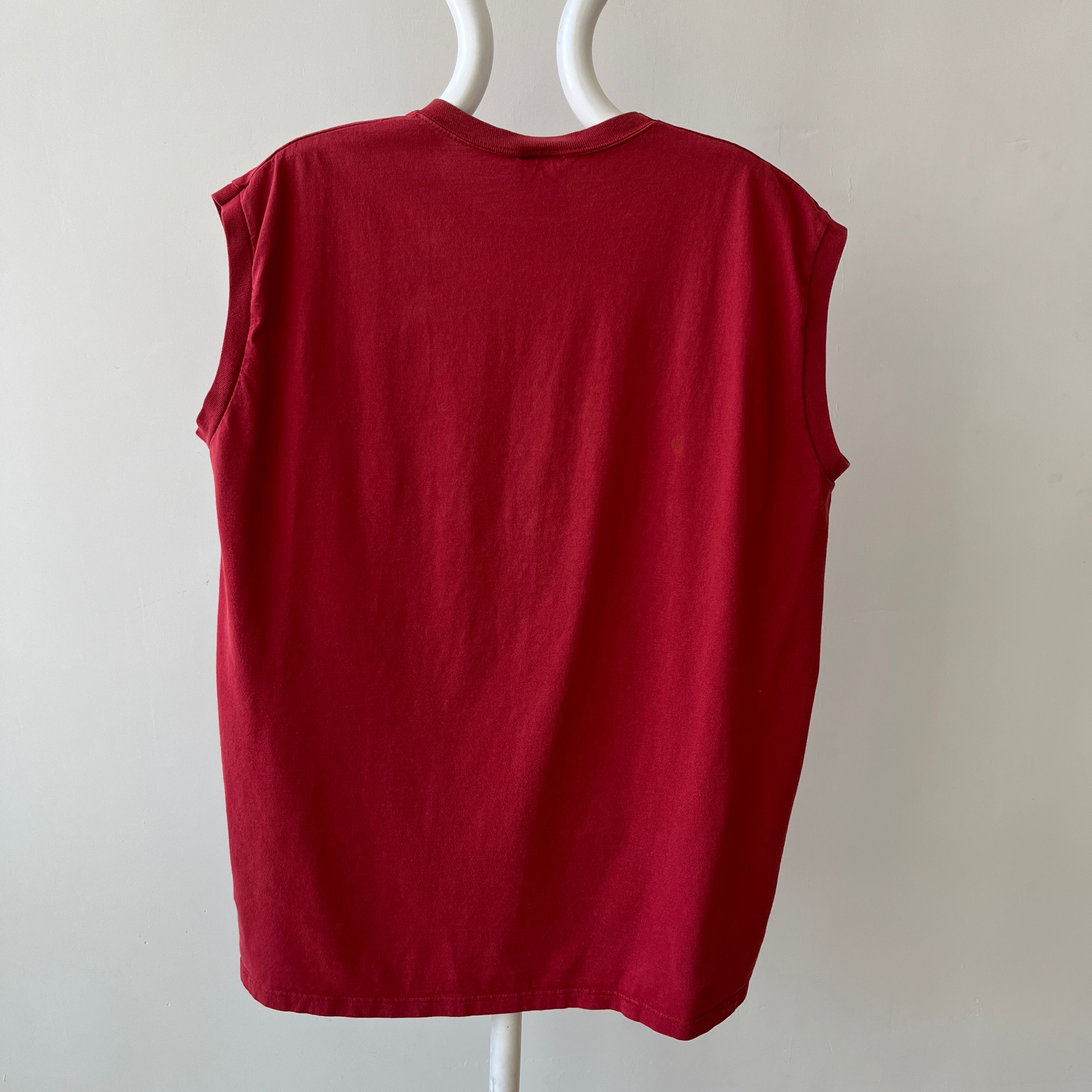 1990s Deep Red Muscle T-Shirt by Jerzees