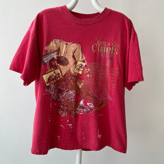 1993 Kansas City Chiefs Football T-Shirt - Paint Stained and Beat Up
