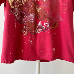 1993 Kansas City Chiefs Football T-Shirt - Paint Stained and Beat Up