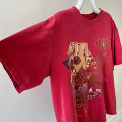 1993 Kansas City Chiefs Football T-Shirt - Paint Stained and Beat Up