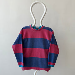 1980s Striped Long Sleeve T-Shirt with Double Collar