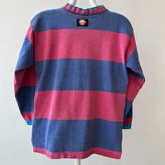 1980s Striped Long Sleeve T-Shirt with Double Collar