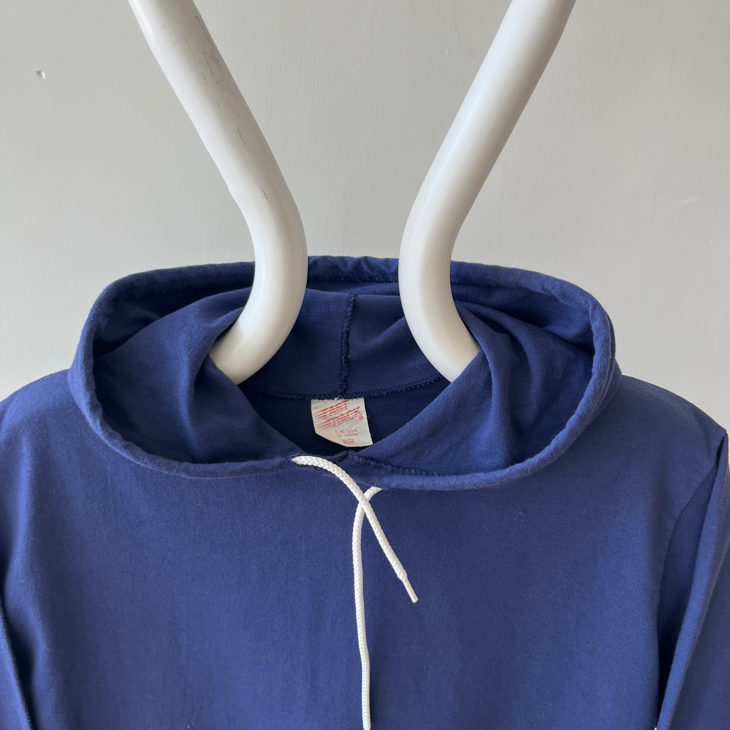 1970s/80s Navy Blue Hoodie - Lighter Weight but Structured