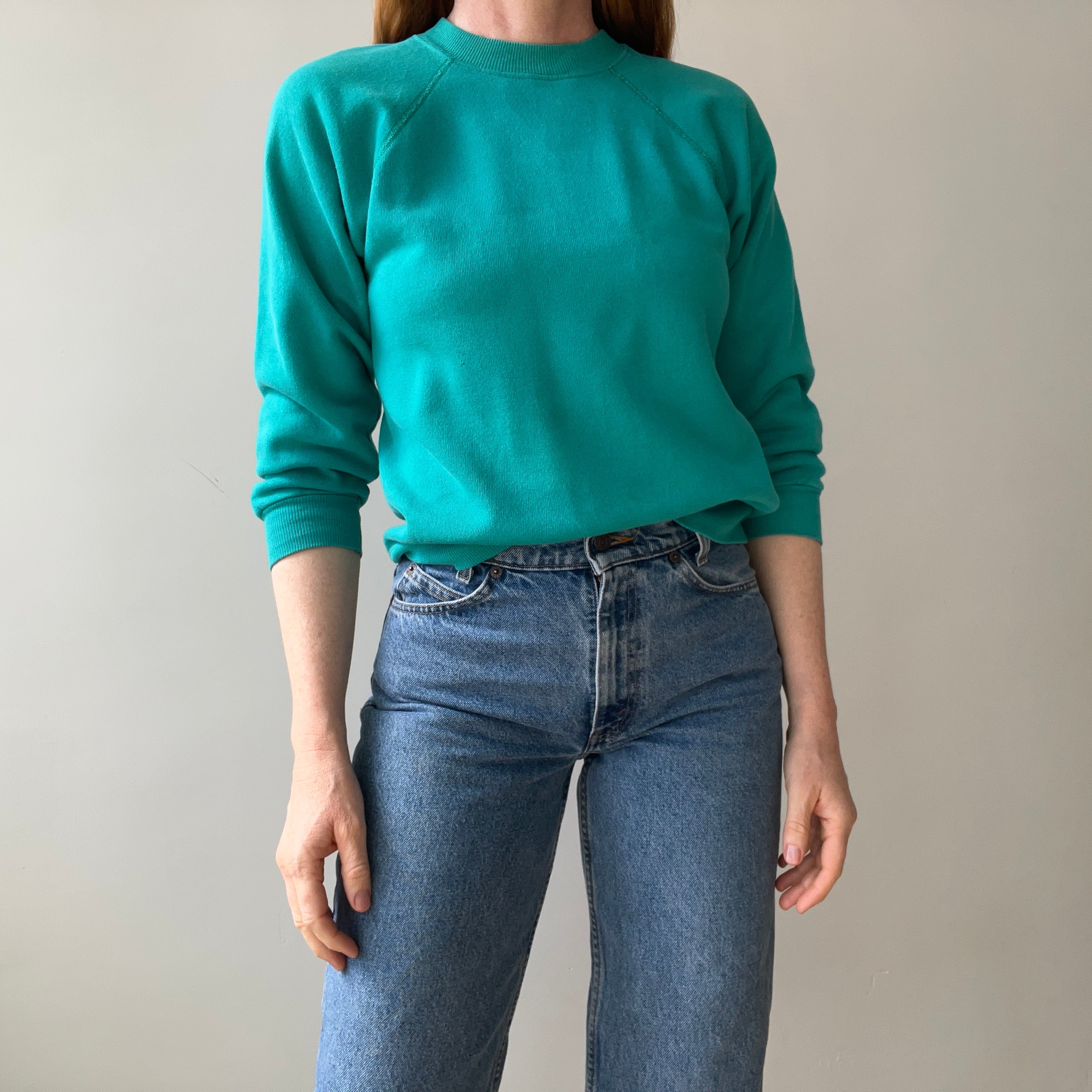 1980s Blank Teal Sweatshirt
