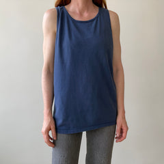 1980s Blank Navy Cotton Tank Top