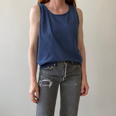 1980s Blank Navy Cotton Tank Top