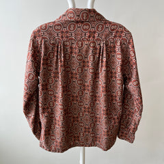 1960s Beautiful Double Pocketed Pleated Backside Long Sleeve Blouse - Oh My