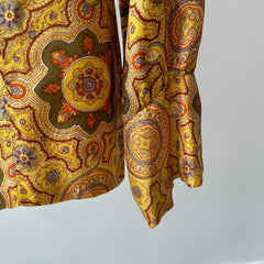 1970s Made in California Beautiful Silk Women's Paisley Blouse - THE CUFFS and COLLAR