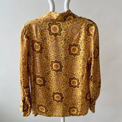 1970s Made in California Beautiful Silk Women's Paisley Blouse - THE CUFFS and COLLAR