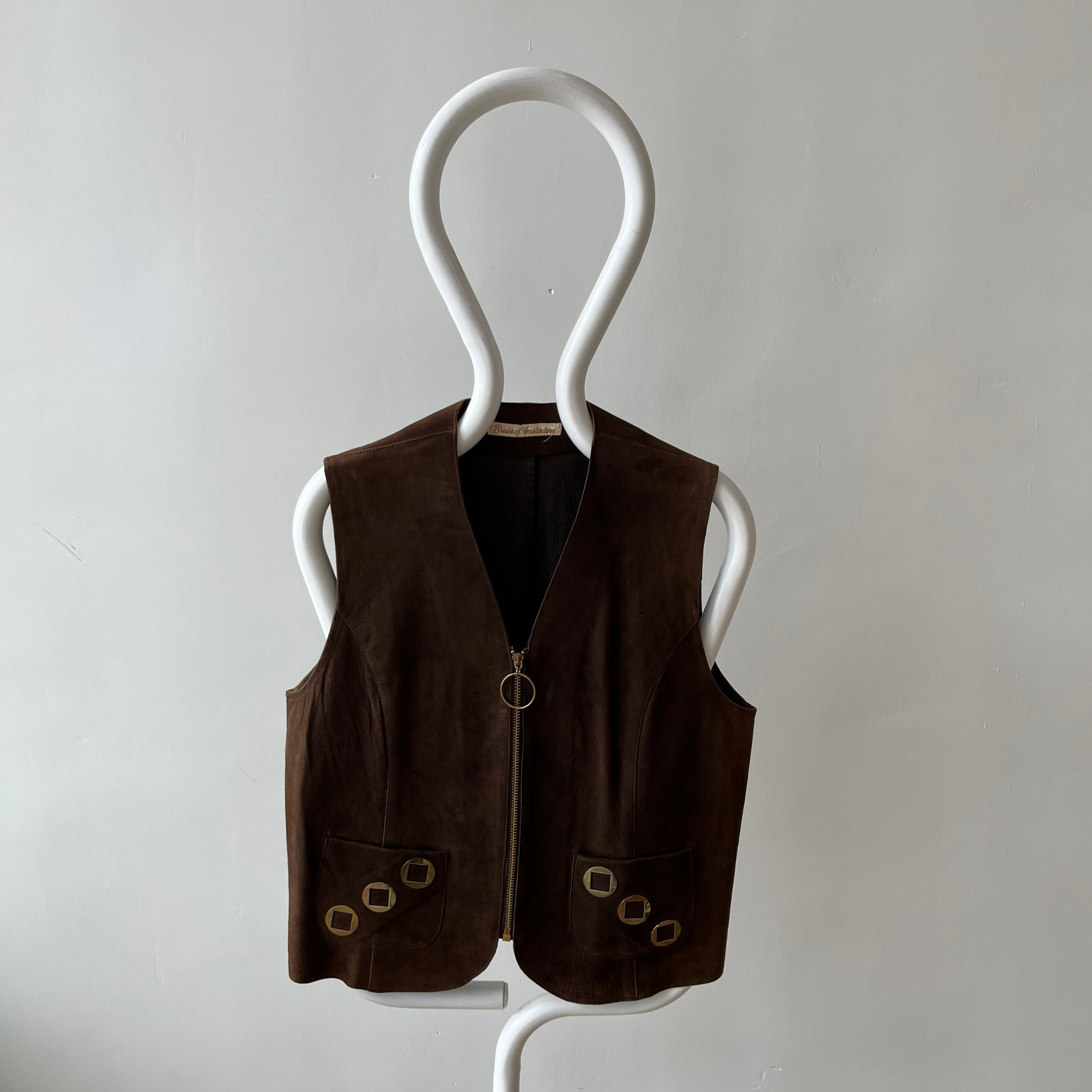 1970s Suede Vest with Talon Zipper - Amazing lining - Woodstock Era!