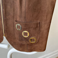 1970s Suede Vest with Talon Zipper - Amazing lining - Woodstock Era!