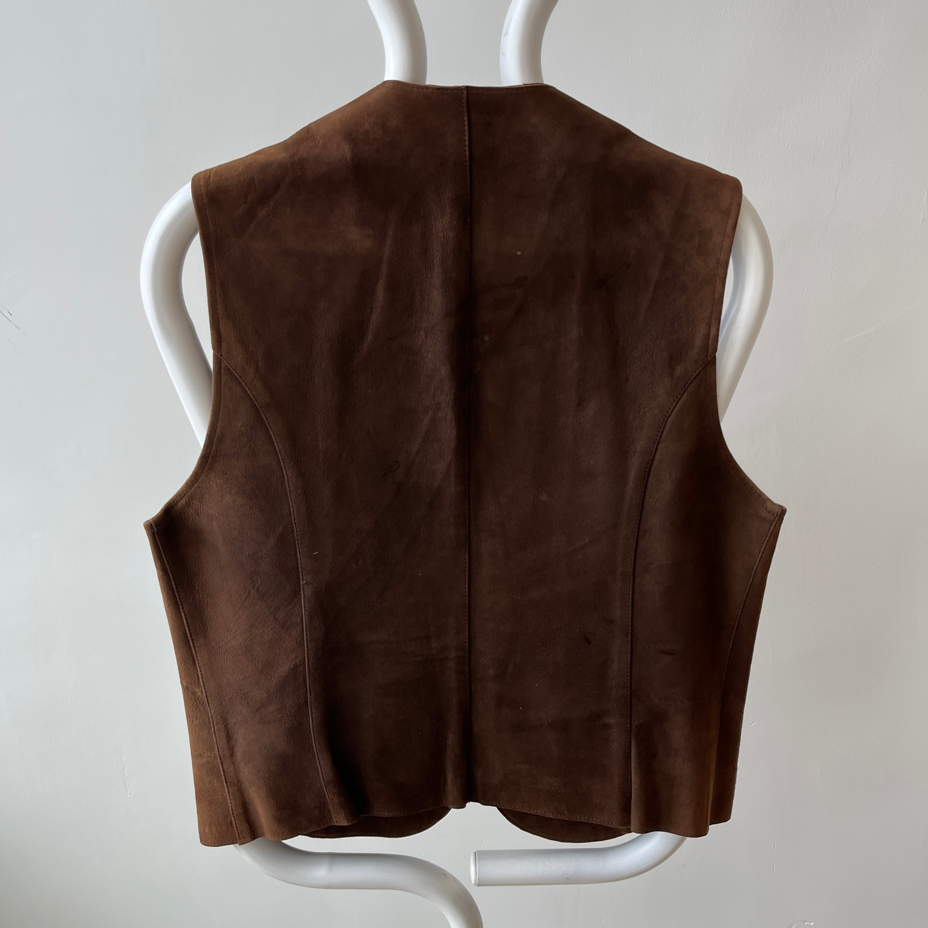 1970s Suede Vest with Talon Zipper - Amazing lining - Woodstock Era!
