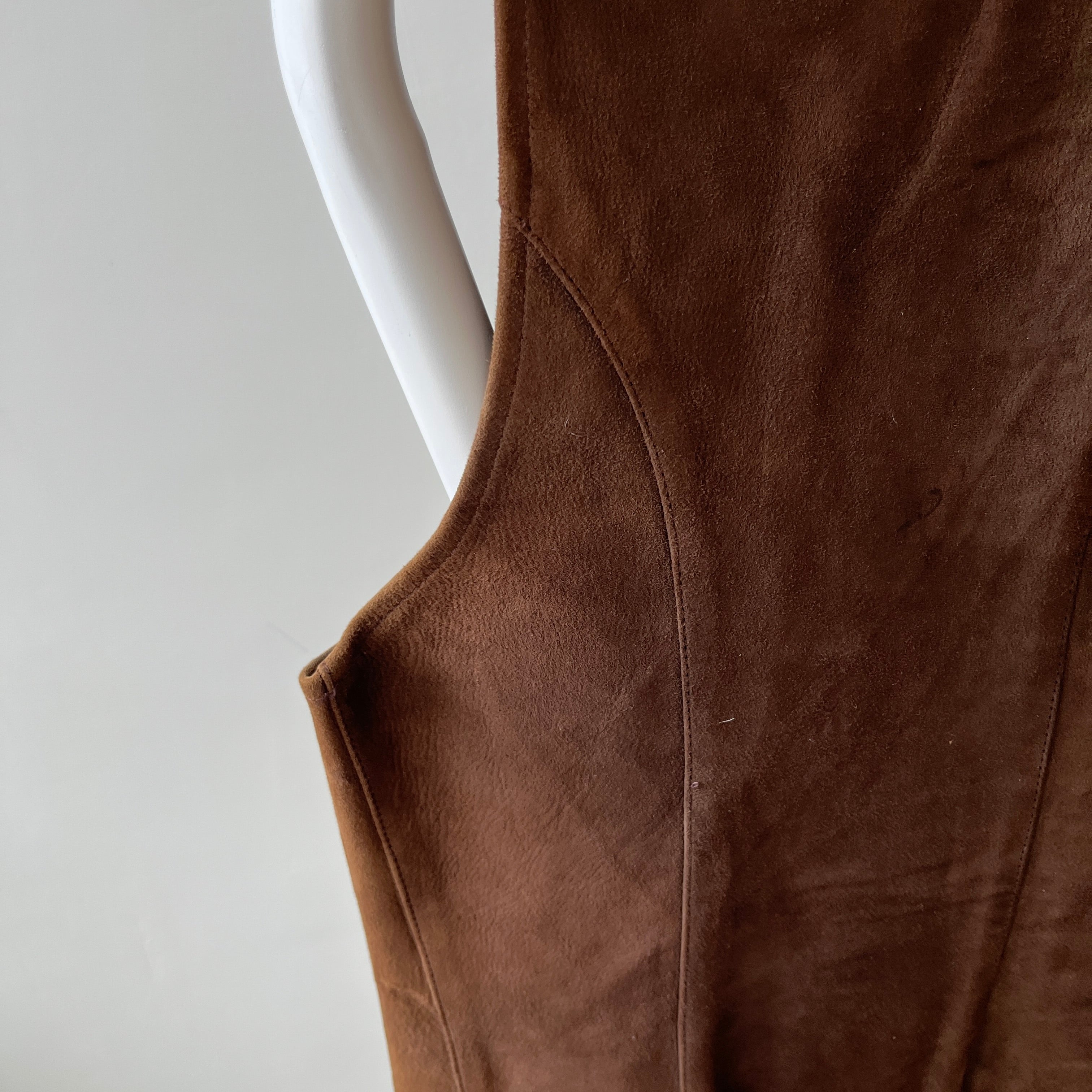 1970s Suede Vest with Talon Zipper - Amazing lining - Woodstock Era!