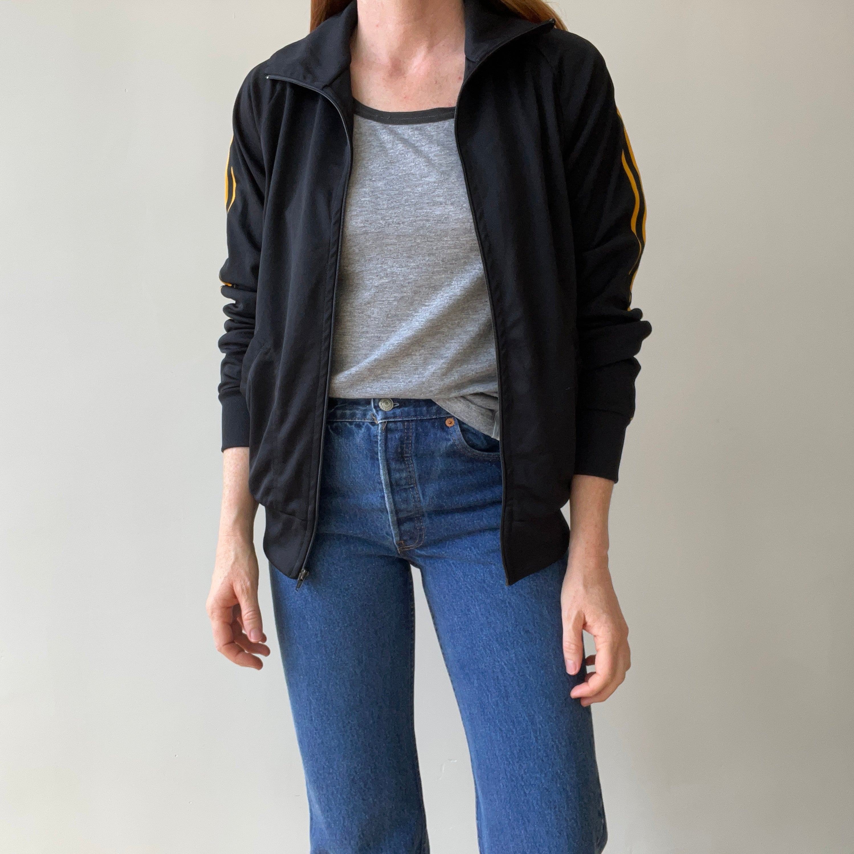 1980s/90s Black and Yellow Striped Track Jacket