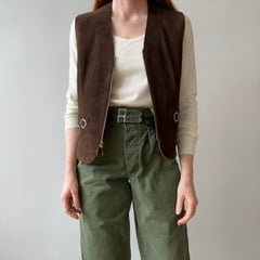 1970s Suede Vest with Talon Zipper - Amazing lining - Woodstock Era!