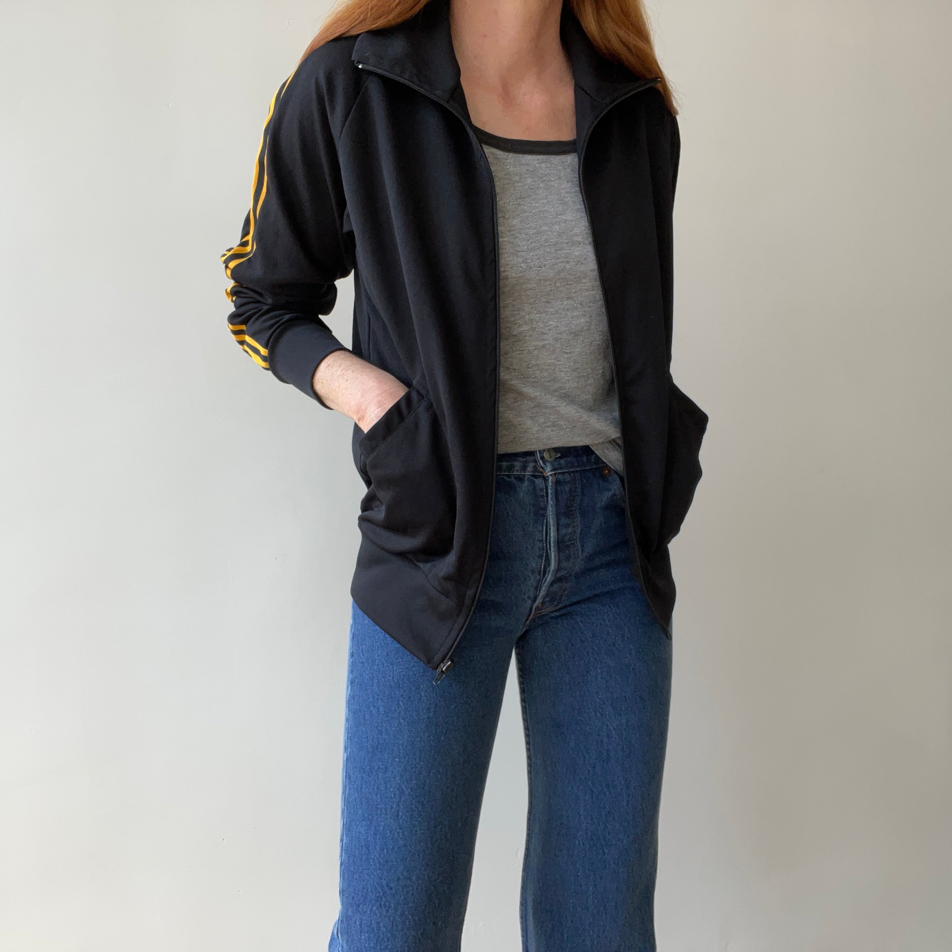 1980s/90s Black and Yellow Striped Track Jacket