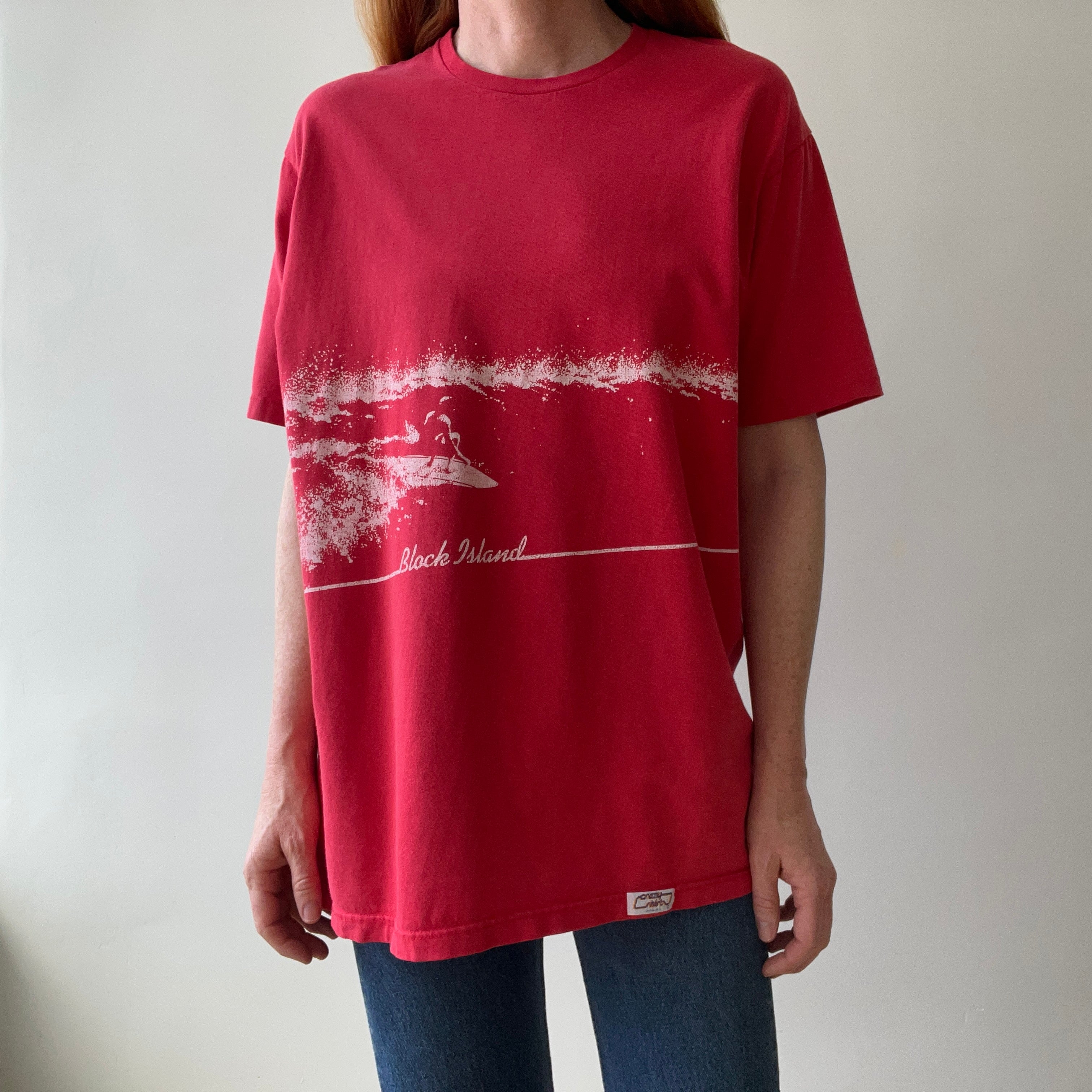 1980s Block Island Wrap Around Perfectly Worn Surf T-Shirt By Crazy Shirt !!!