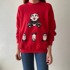 1990s Panda Sweatshirt - Front, Back and Sleeves! Pandas Everywhere!