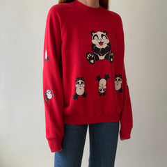 1990s Panda Sweatshirt - Front, Back and Sleeves! Pandas Everywhere!