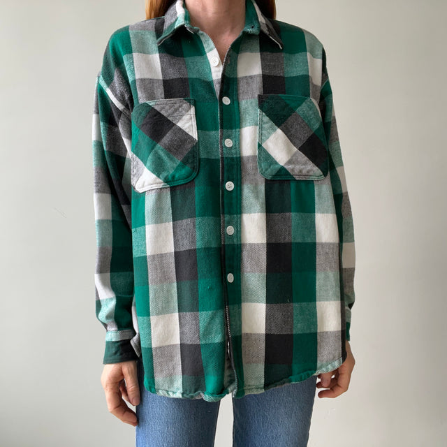 1980's Green Plaid Flannel