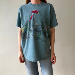 1990s Habitat Embroidered Parrot Rainforest T Shirt