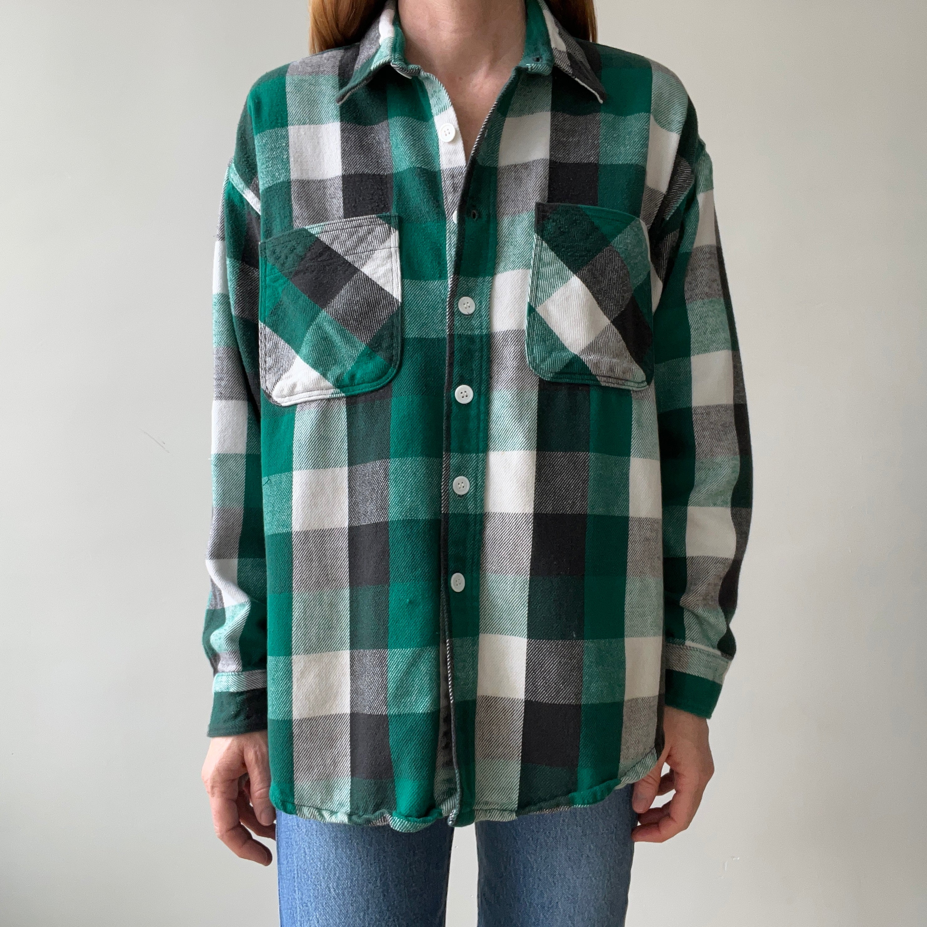 1980's Green Plaid Flannel