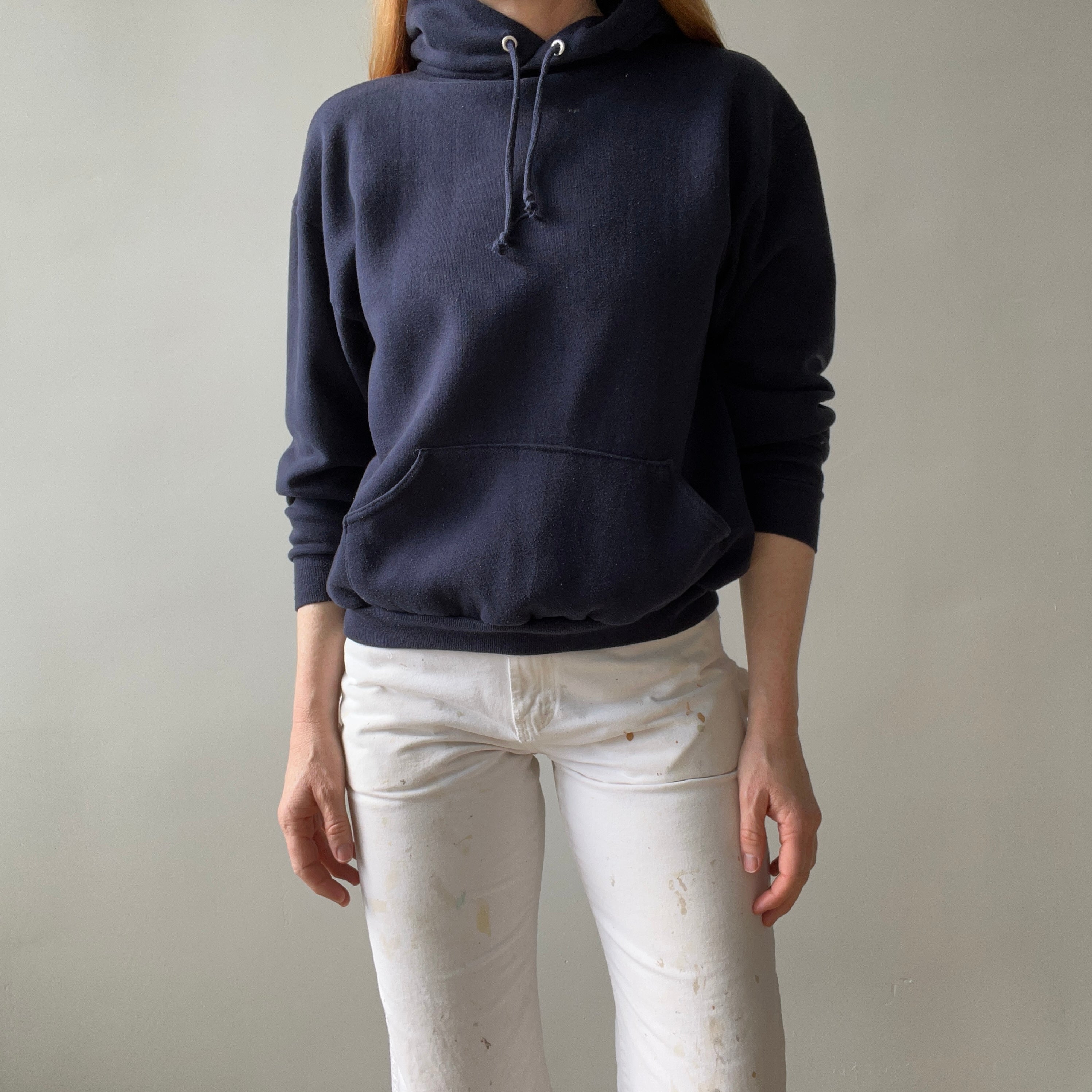 1970/80s Sportswear Pullover Navy Hoodie - Collectible