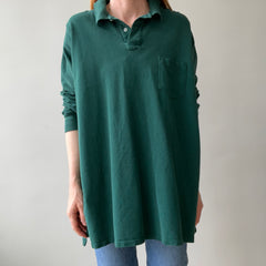 1990's Forest Green Long Sleeve Polo