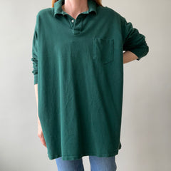 1990's Forest Green Long Sleeve Polo