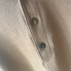 1990s Caramel Brown Henley Sweatshirt with a Replaced Button