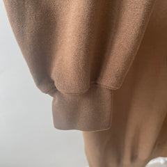 1990s Caramel Brown Henley Sweatshirt with a Replaced Button