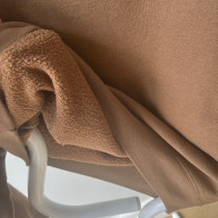 1990s Caramel Brown Henley Sweatshirt with a Replaced Button