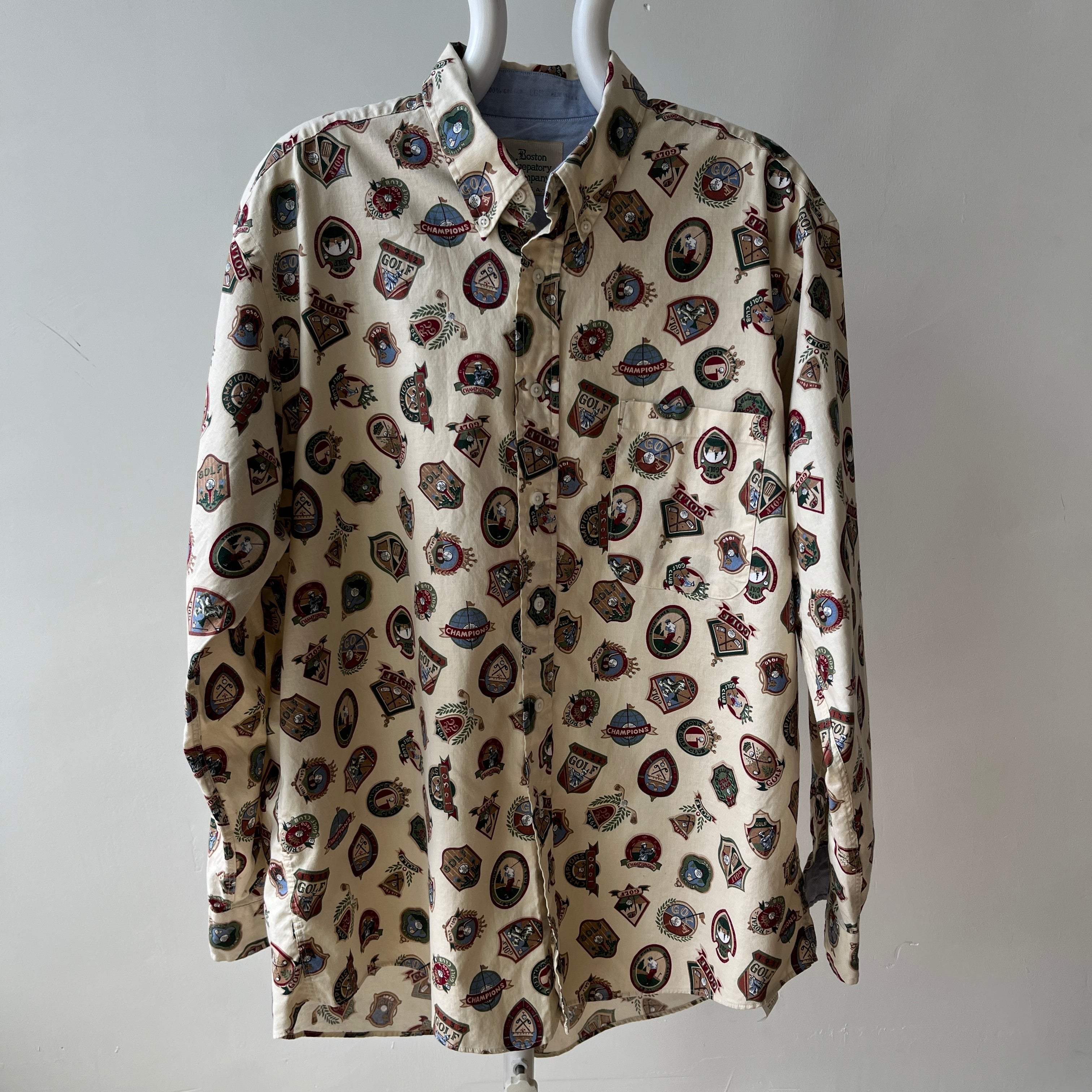 1990s Golf Fanatic Button Down Cotton Dad Shirt