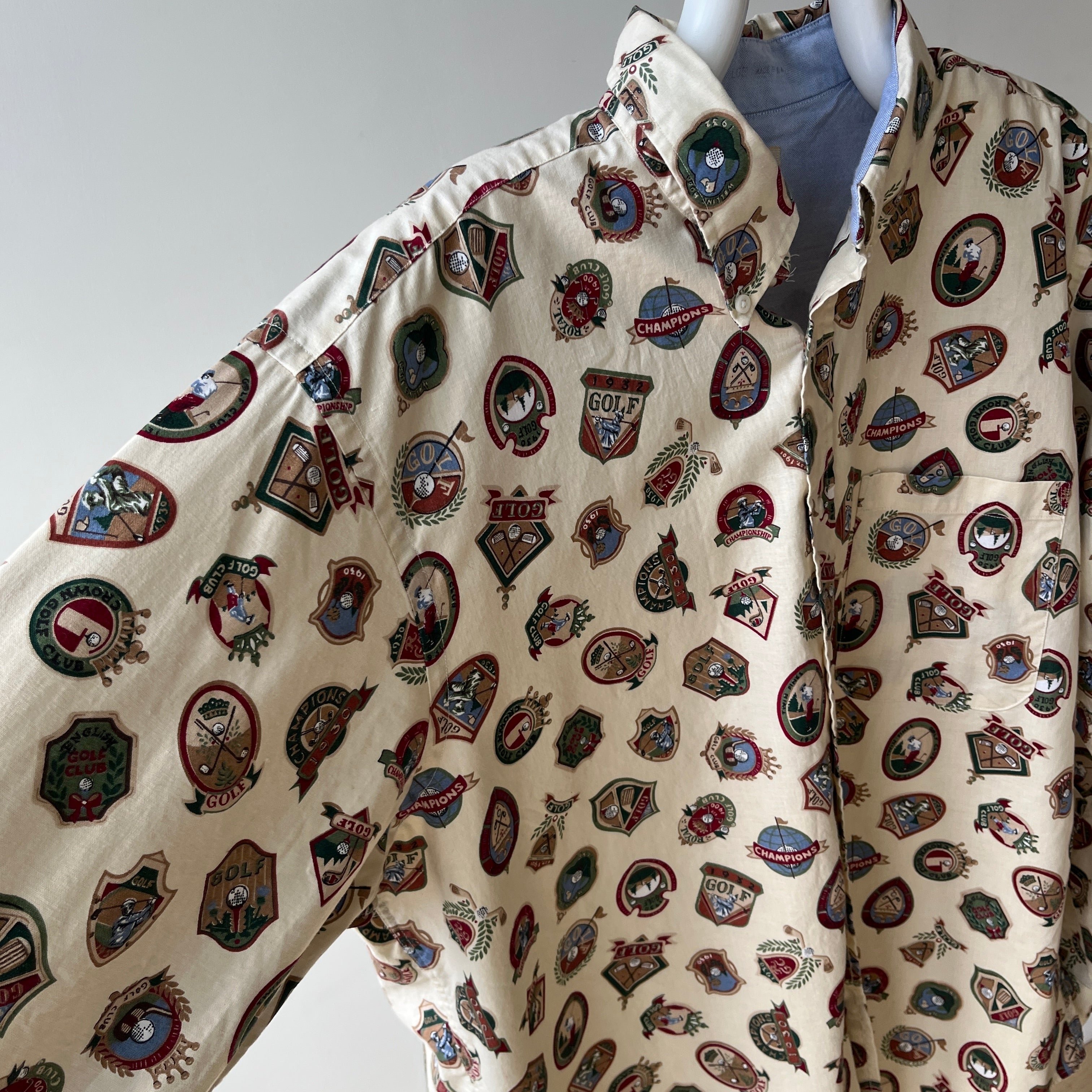 1990s Golf Fanatic Button Down Cotton Dad Shirt