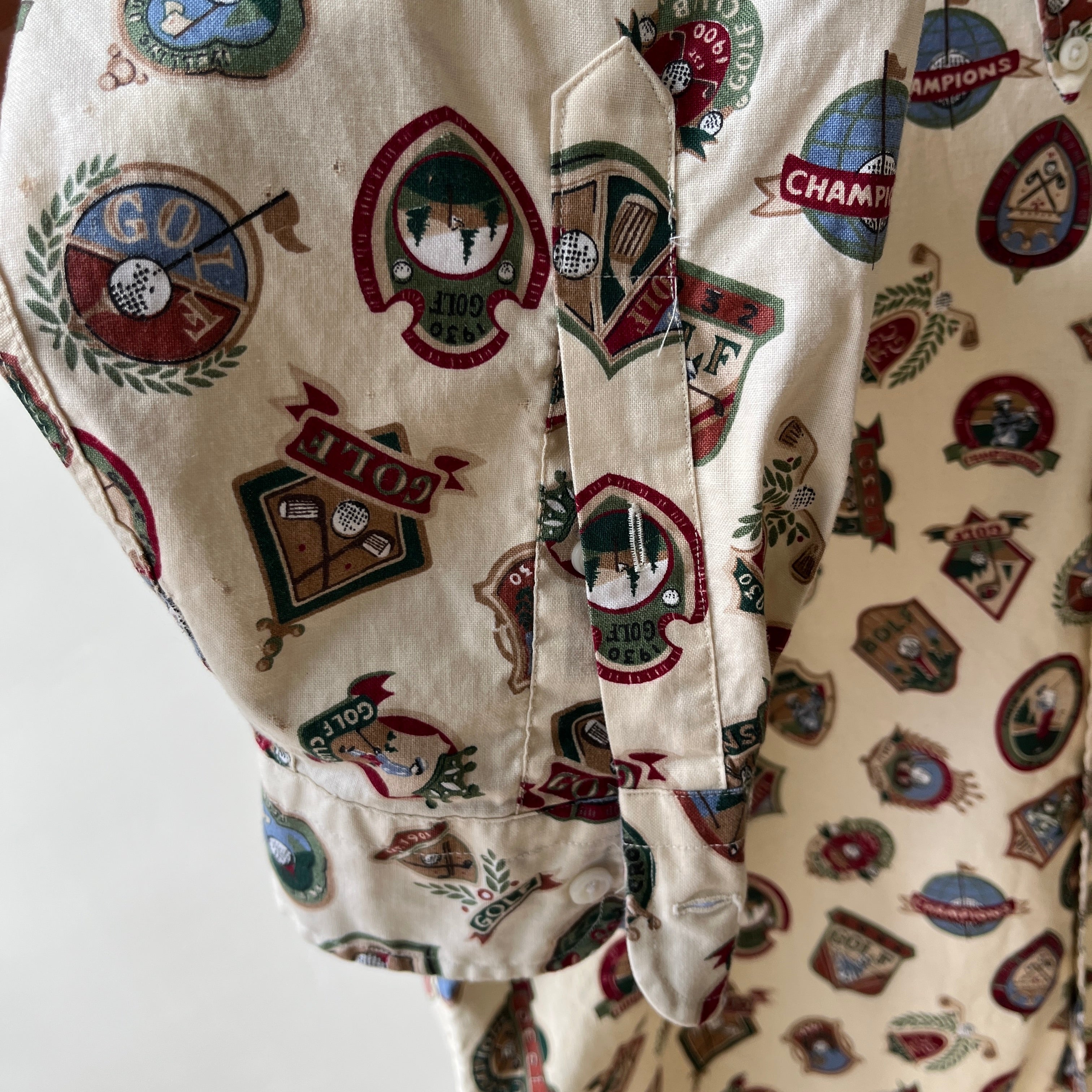 1990s Golf Fanatic Button Down Cotton Dad Shirt