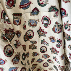 1990s Golf Fanatic Button Down Cotton Dad Shirt