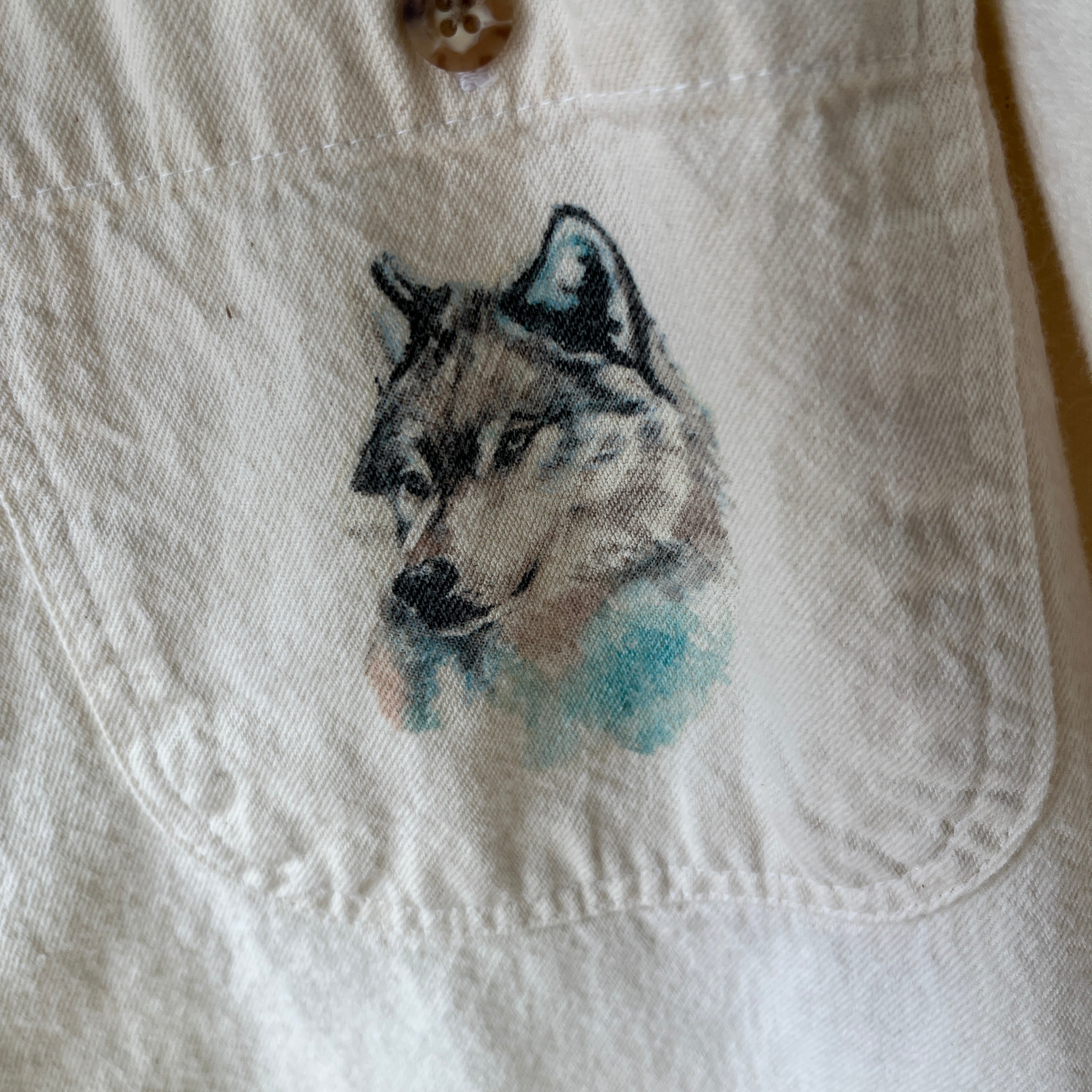 1980s Wolf Front and Back Larger Cotton Flannel