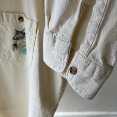 1980s Wolf Front and Back Larger Cotton Flannel